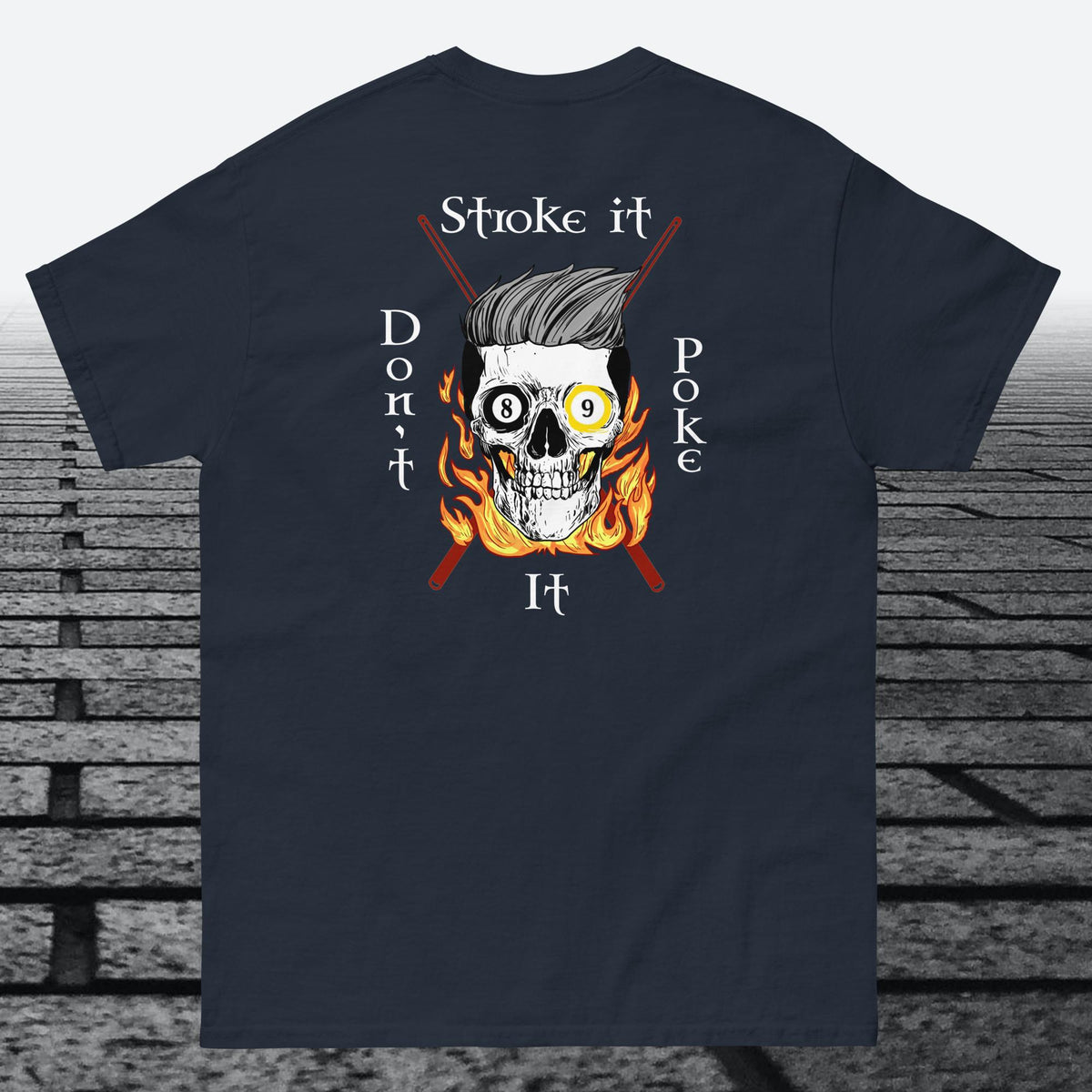 Stroke it Don't Poke it, with logo on the front, Cotton t-shirt