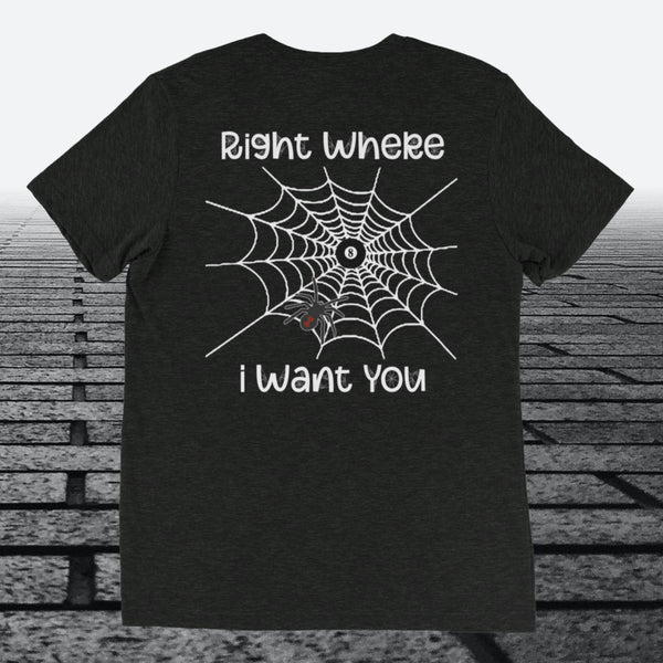 Right Where I Want You, logo on the front, Tri-blend t-shirt